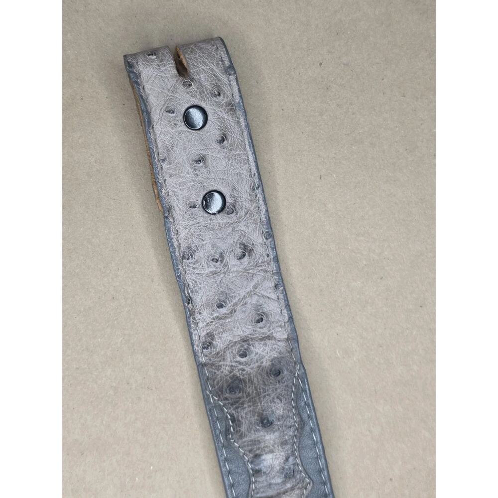 Tony Lama Men's SZ 38 Gray Ostrich Print Belt Western Rodeo NO BUCKLE - Picture 6 of 11